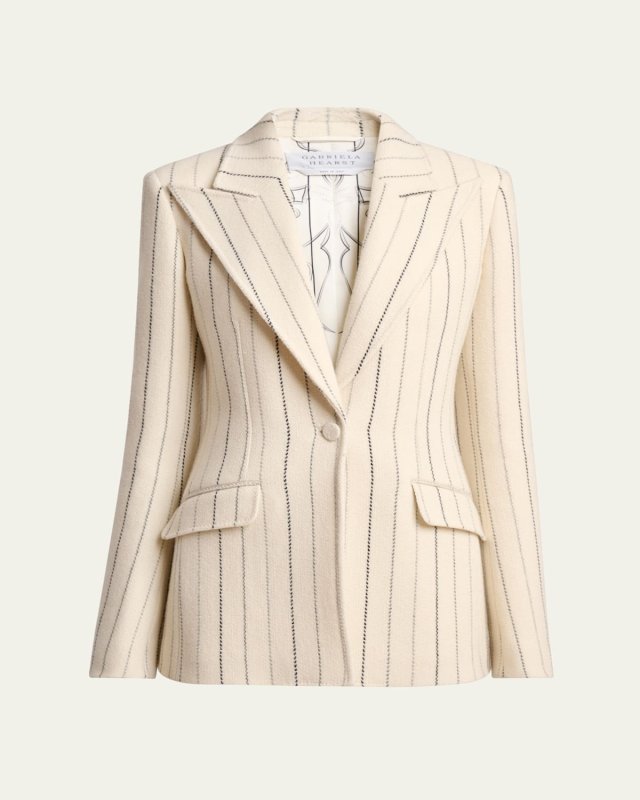 Leiva Pinstripe Wool Cashmere Blazer